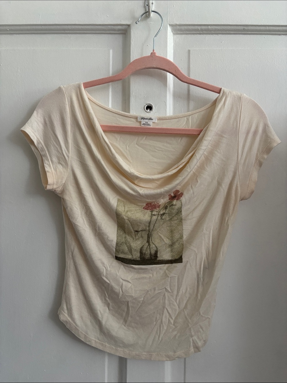 Kimchi Blue Cream Floral Cowl-Neck Tee